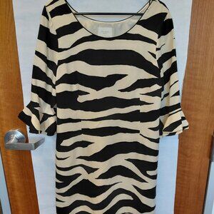 Kate Spade Andora Zebra Print Flounce Sleeves, 100% Silk
